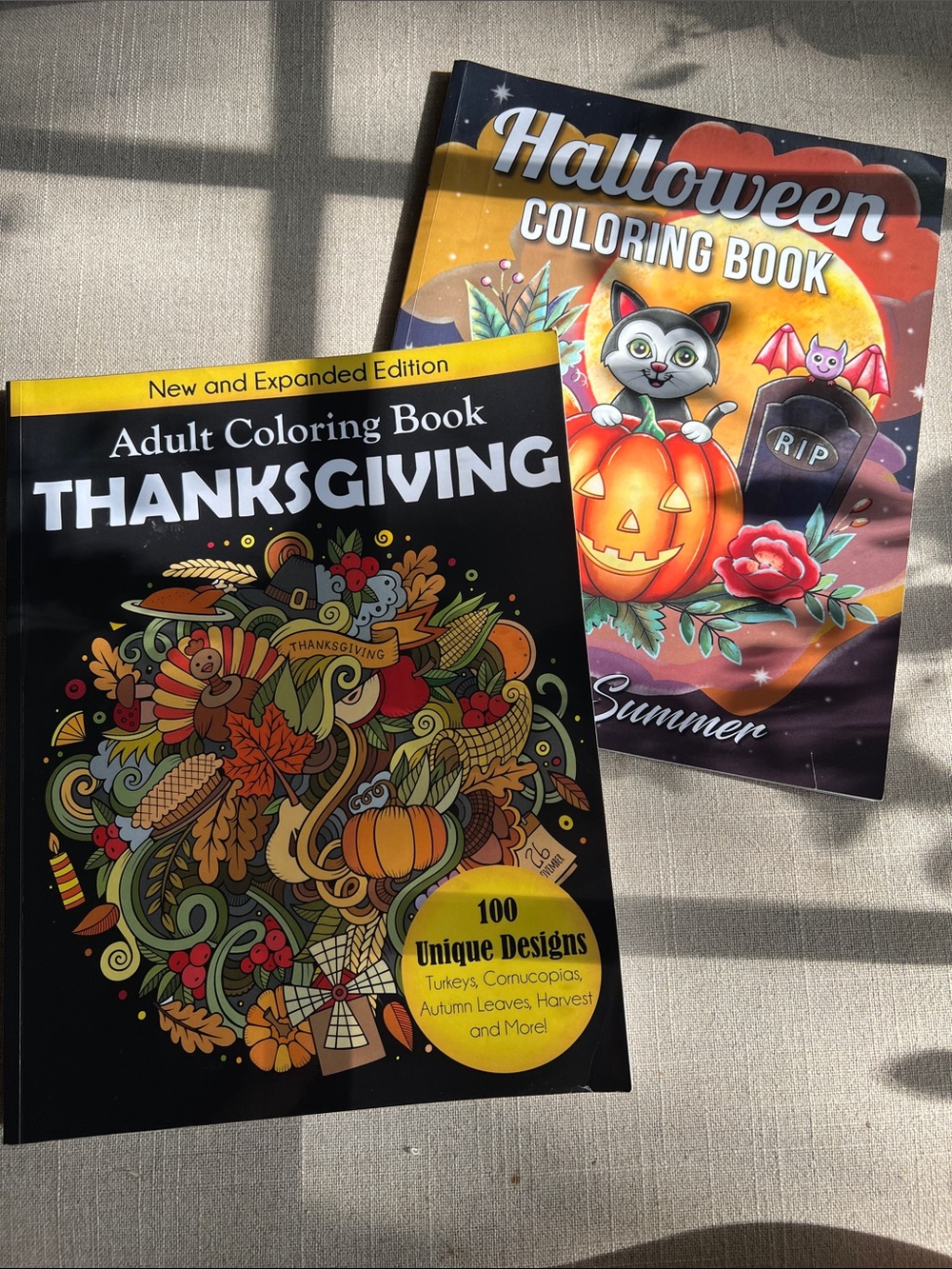Adult Coloring Book Bundle: Thanksgiving & Halloween. Almost New!